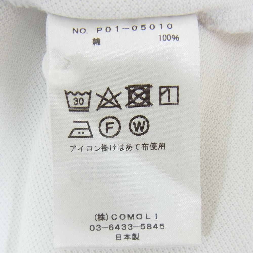 COMOLI コモリ 19SS  P01-05010 鹿の子 半袖 ポロシャツ ホワイト系 2【中古】