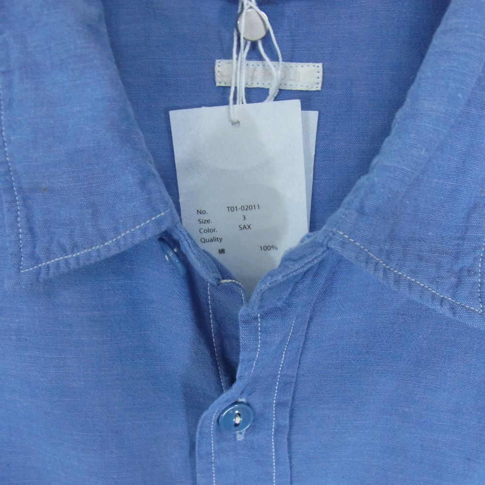COMOLI コモリ 21SS T01-0201 ベタシャン CPO シャツ ブルー系 3【中古】