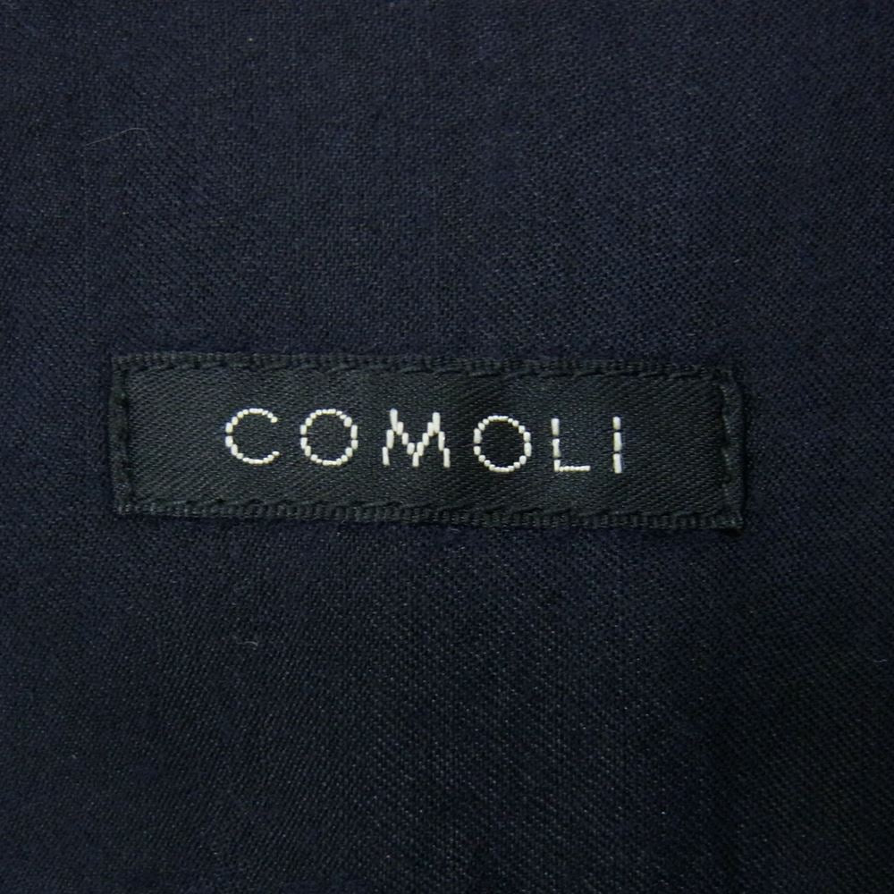 COMOLI コモリ 22SS V01-02023 ウールシルク スキッパー 半袖シャツ ネイビー系 2【中古】