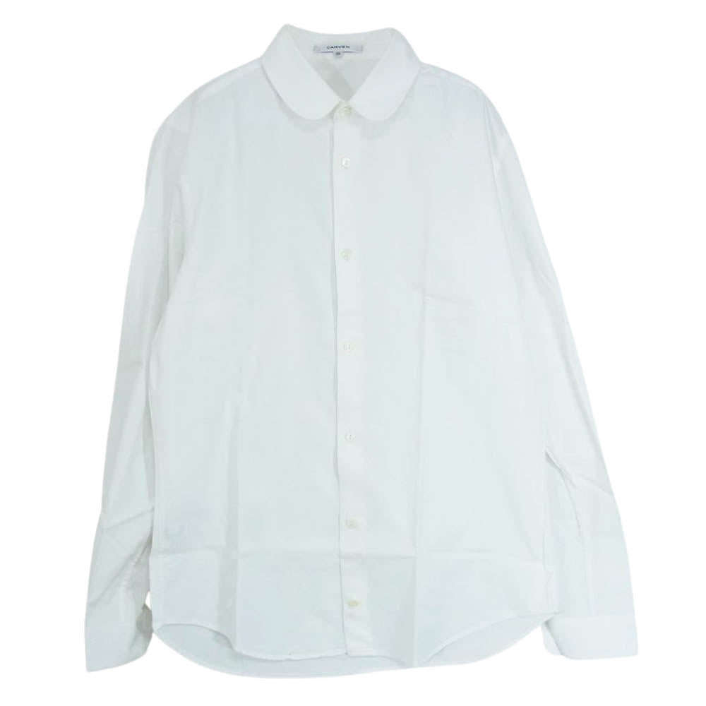 カルヴェン  コットン 長袖 ラウンドカラー シャツ ホワイト系 39【美品】【中古】