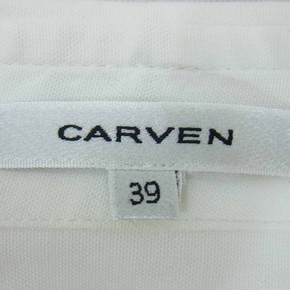 カルヴェン  コットン 長袖 ラウンドカラー シャツ ホワイト系 39【美品】【中古】