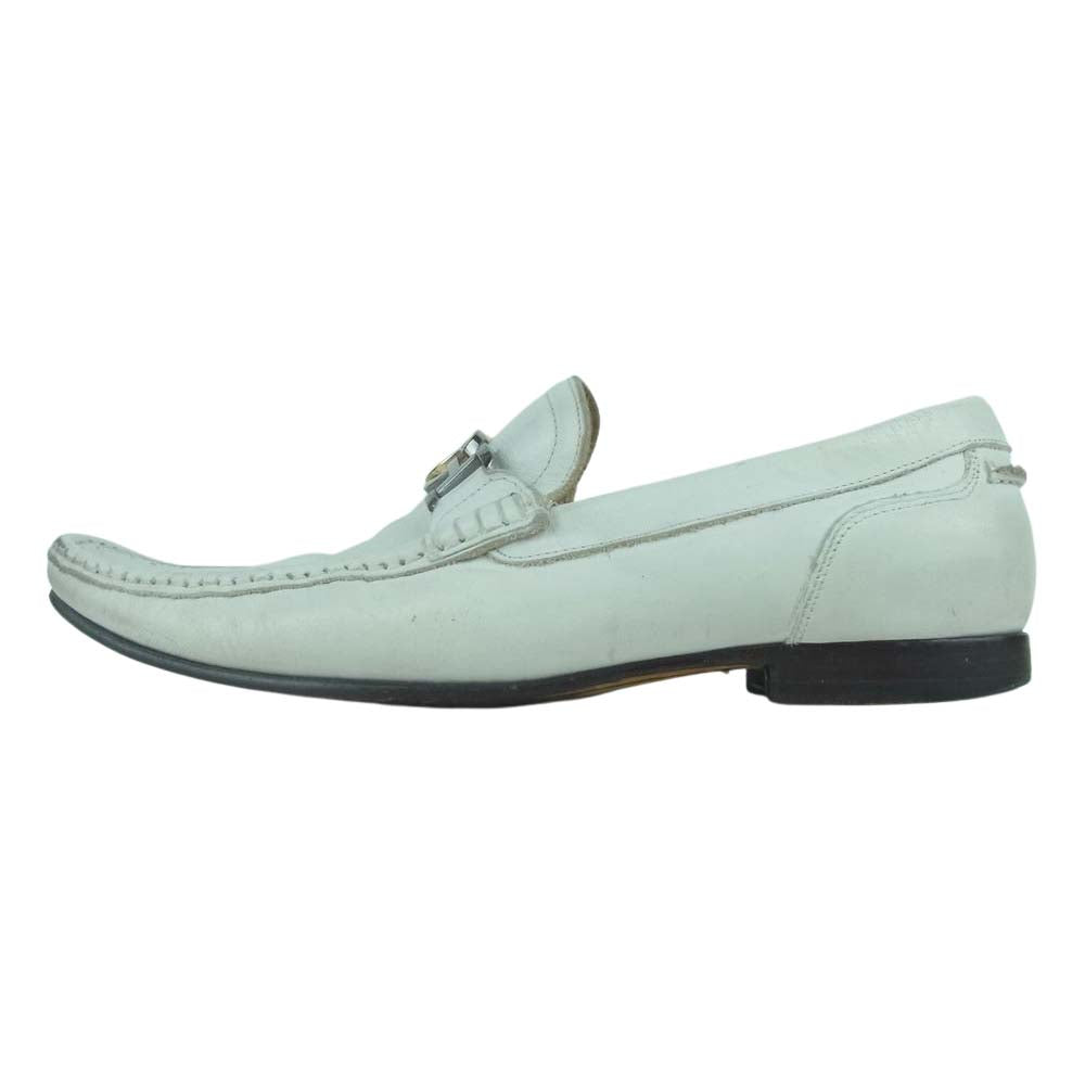 DOLCE&GABBANA ドルチェアンドガッバーナ CA1186 1675 D&Gバックル付 レザー シューズ ホワイト系 6.5【中古】