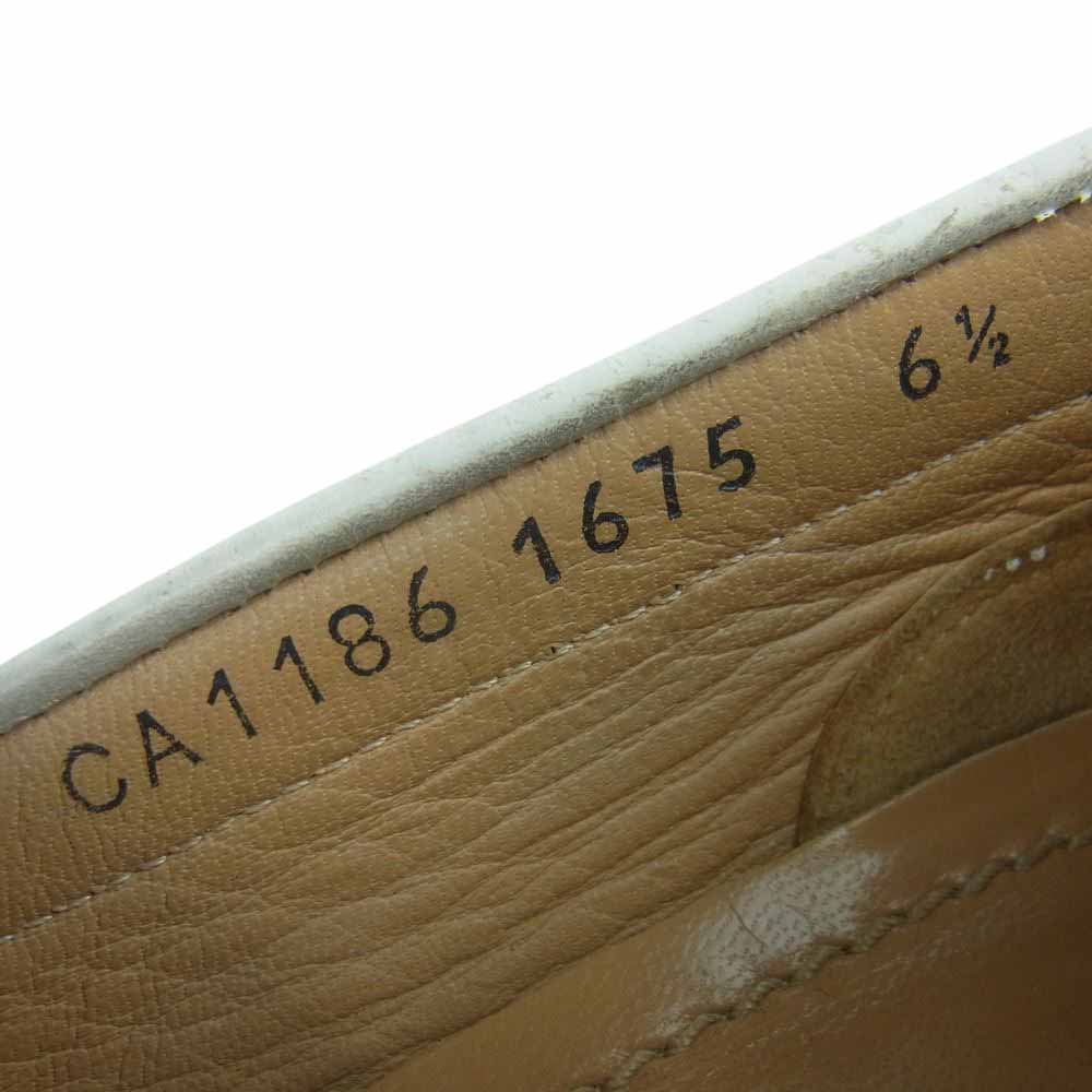 DOLCE&GABBANA ドルチェアンドガッバーナ CA1186 1675 D&Gバックル付 レザー シューズ ホワイト系 6.5【中古】