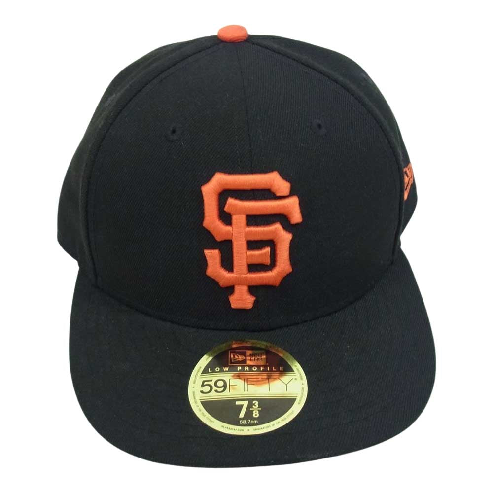 NEW ERA ニューエラ 59FIFTY ベースボール ロゴ キャップ ブラック系 7 3/8【中古】