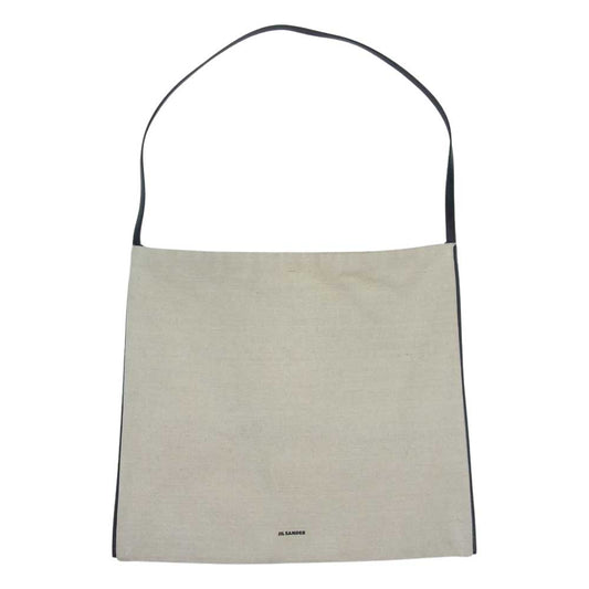 JIL SANDER ジルサンダー JSPQ850399 WQB73005 BORDER TOTE ボーダ キャンバス トート ショルダー バック ブラック系【中古】