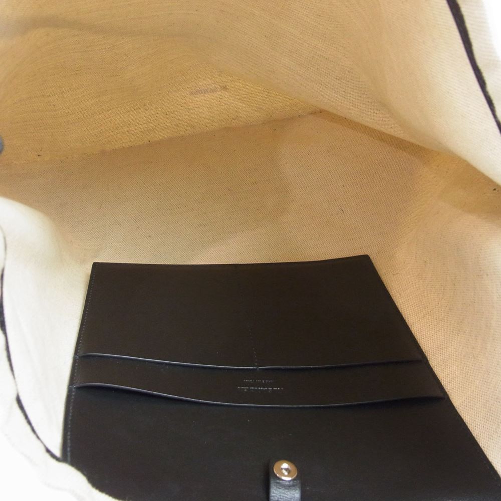 JIL SANDER ジルサンダー JSPQ850399 WQB73005 BORDER TOTE ボーダ キャンバス トート ショルダー バック ブラック系【中古】