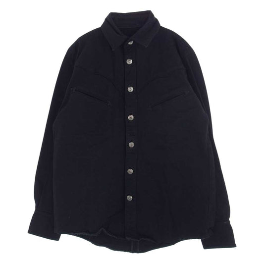 CHROME HEARTS クロムハーツ（原本無） フレアニー デニム ウエスタン ホースシューボタン 長袖 シャツ ブラック系【中古】