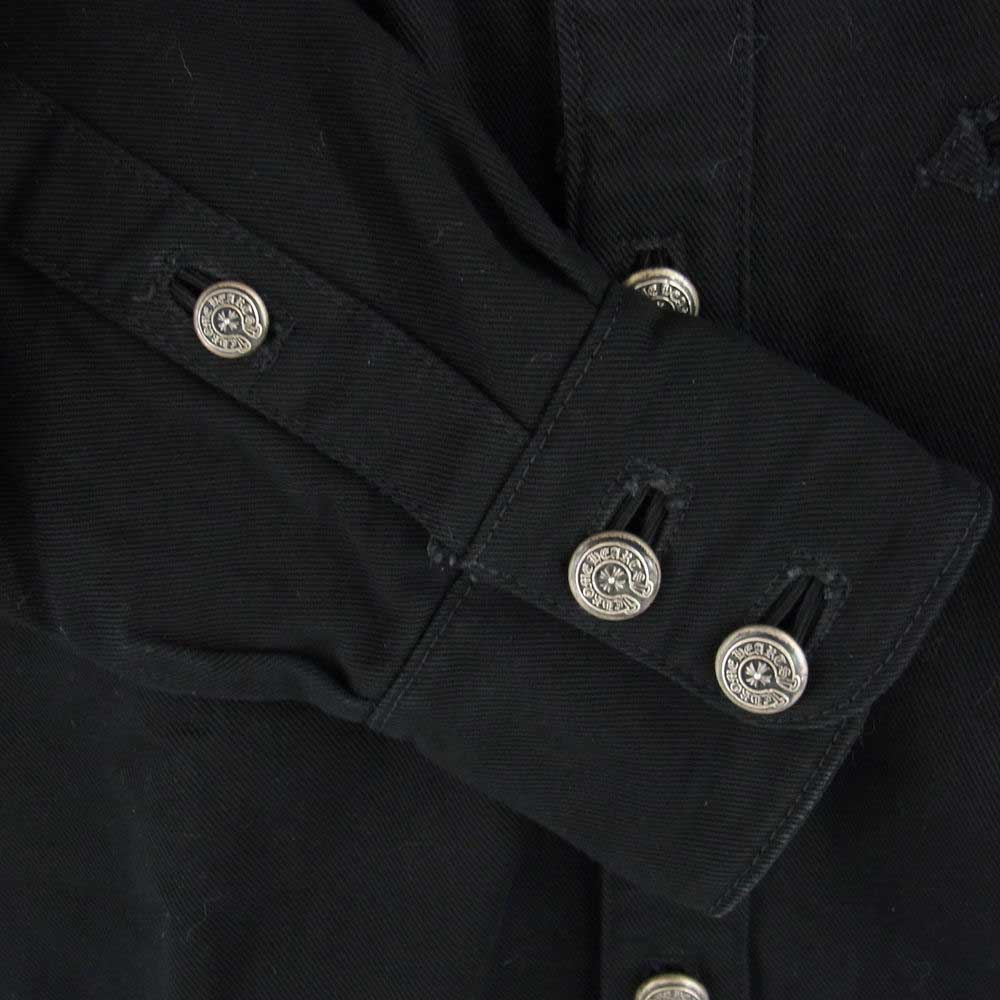 CHROME HEARTS クロムハーツ（原本無） フレアニー デニム ウエスタン ホースシューボタン 長袖 シャツ ブラック系【中古】