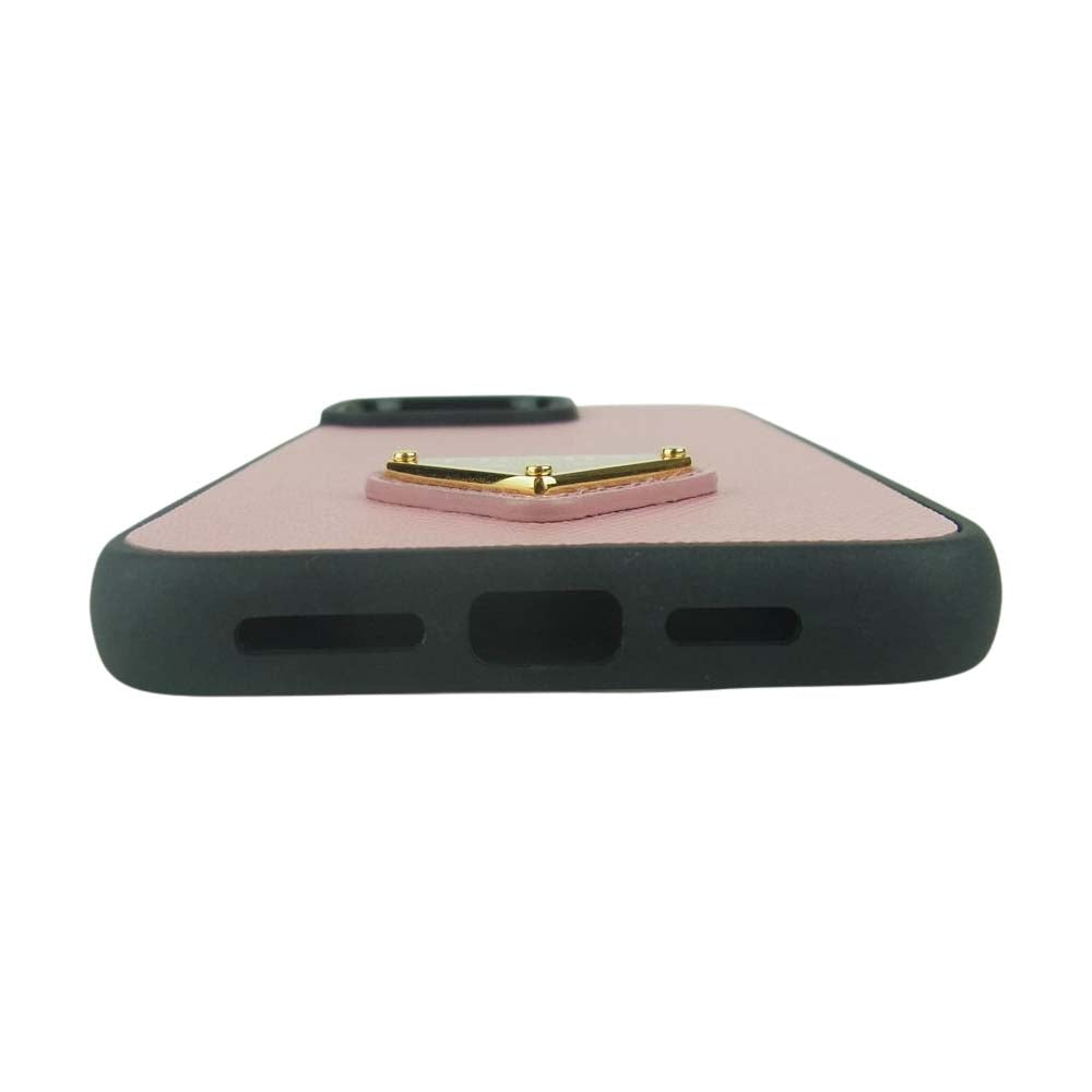 PRADA プラダ ロゴプレート iPhone 14 PRO MAX アイフォン スマートフォン ケース ピンク系【中古】