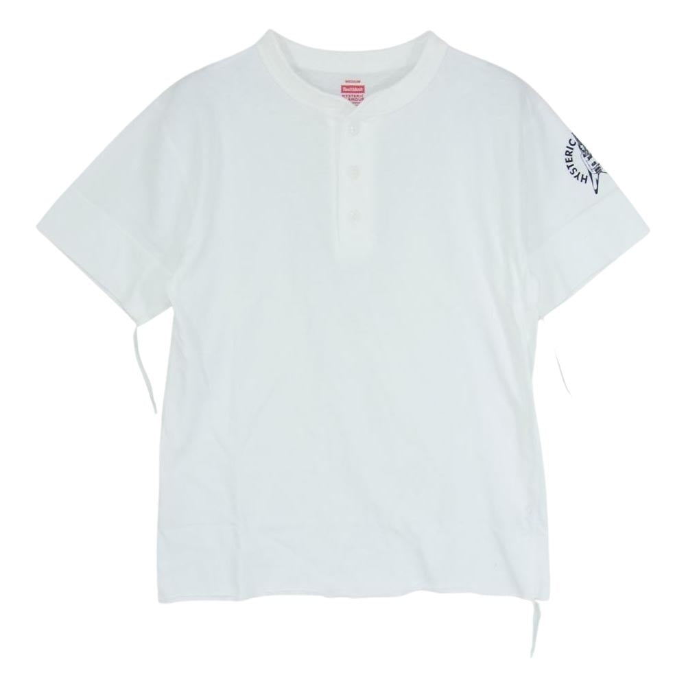 HYSTERIC GLAMOUR ヒステリックグラマー 02231CE01 Healthknit ヘンリーネック半袖 2 パック Tシャツ ホワイト系 M【極上美品】【中古】
