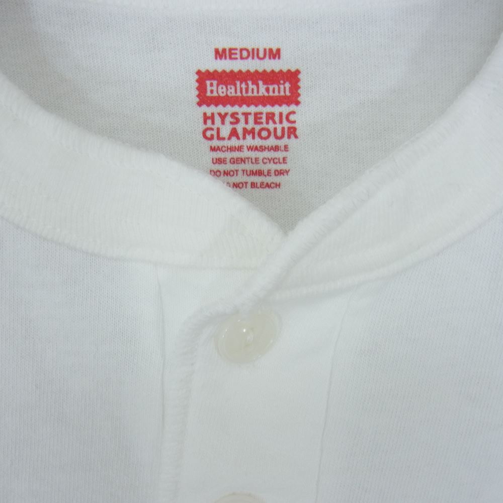 HYSTERIC GLAMOUR ヒステリックグラマー 02231CE01 Healthknit ヘンリーネック半袖 2 パック Tシャツ ホワイト系 M【極上美品】【中古】