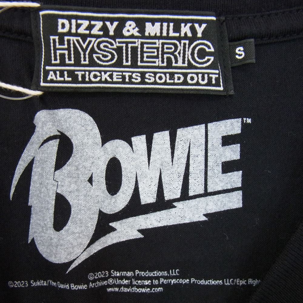 HYSTERIC GLAMOUR ヒステリックグラマー 23SS 02231CT38 DAVID BOWIE/M.D.D.1 デヴィッド ボウイ 半袖 Tシャツ ブラック系 S【新古品】【未使用】【中古】