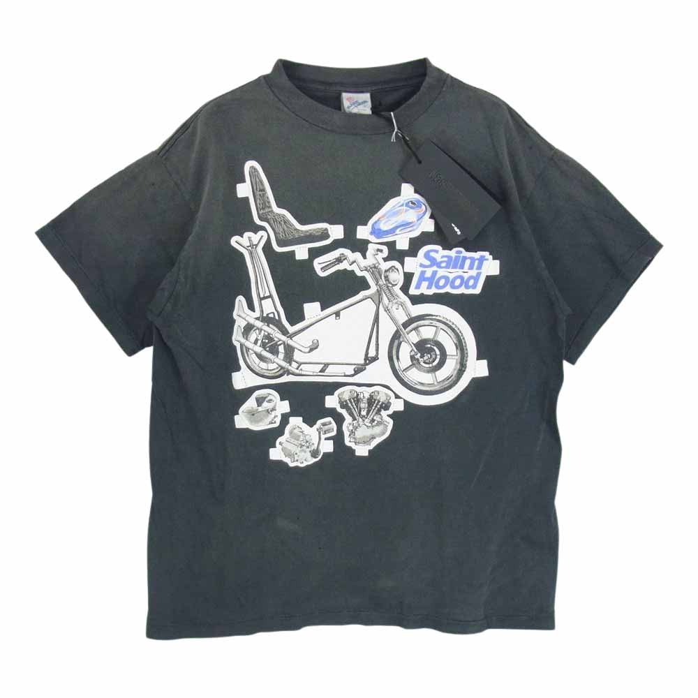 NEIGHBORHOOD ネイバーフッド × SAINTMXXXXXX セントマイケル SM-S23-0000-114 NH SS TEE BIKE バイク プリント ダメージ加工 Tシャツ チャコール系 S【新古品】【未使用】【中古】