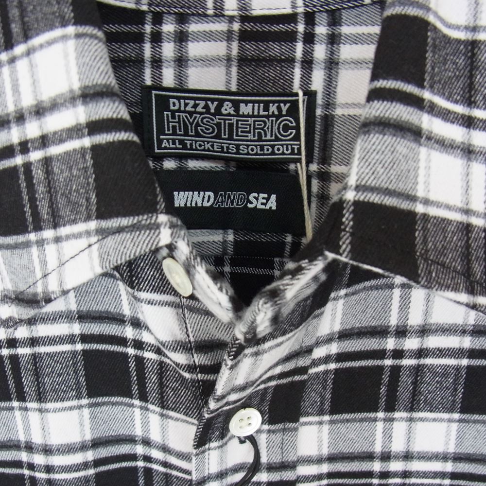 HYSTERIC GLAMOUR ヒステリックグラマー × WIND AND SEA BERET ウィンダンシー 22AW WDS-C-HYS-23-AP-Q1-09 02223ZI10 CHECK SHIRT チェック ネルシャツ ブラック系 S【新古品】【未使用】【中古】