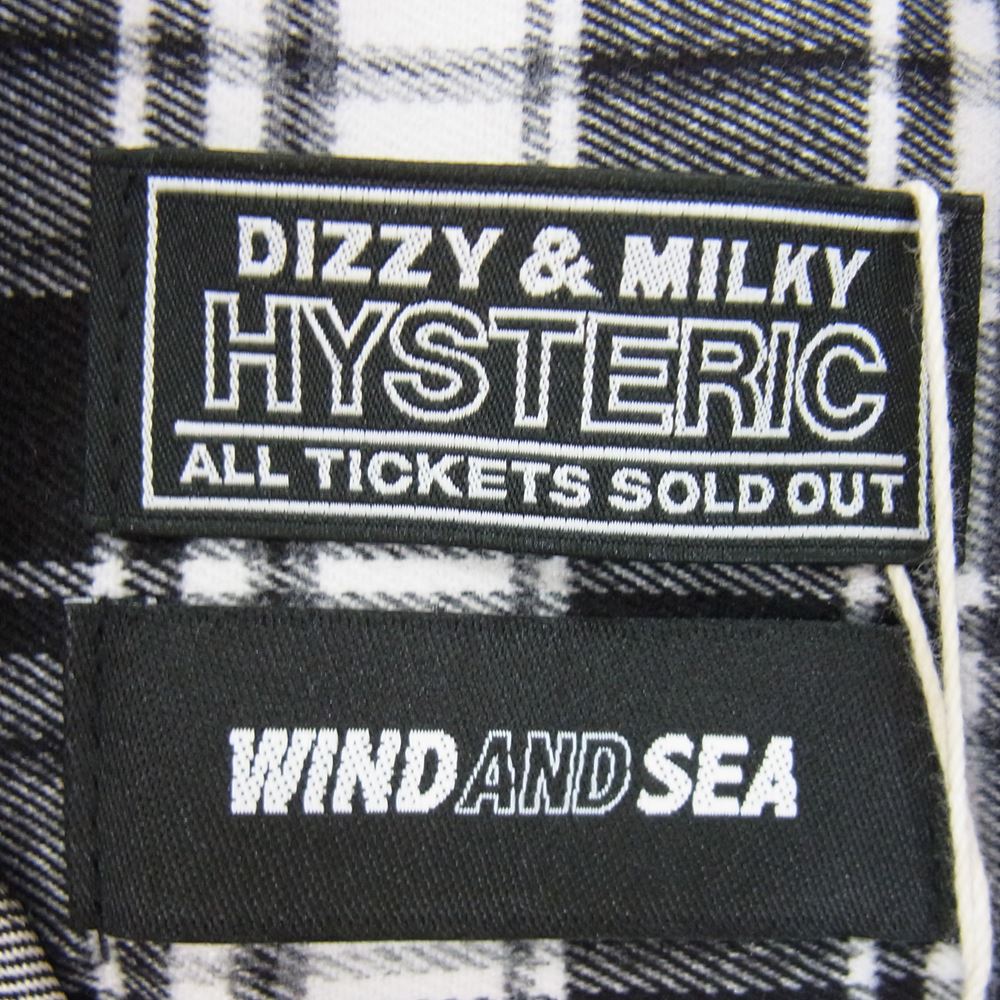 HYSTERIC GLAMOUR ヒステリックグラマー × WIND AND SEA BERET ウィンダンシー 22AW WDS-C-HYS-23-AP-Q1-09 02223ZI10 CHECK SHIRT チェック ネルシャツ ブラック系 S【新古品】【未使用】【中古】