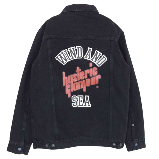 HYSTERIC GLAMOUR ヒステリックグラマー × WIND AND SEA BERET ウィンダンシー WDS-C-HYS-23-AP-Q1-05 バックプリント ブラック デニム ジャケット ブラック系 M【新古品】【未使用】【中古】