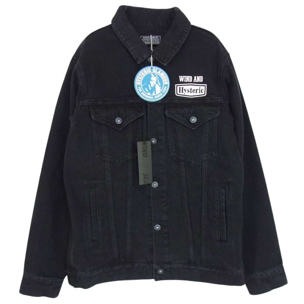 HYSTERIC GLAMOUR ヒステリックグラマー × WIND AND SEA BERET ウィンダンシー WDS-C-HYS-23-AP-Q1-05 バックプリント ブラック デニム ジャケット ブラック系 M【新古品】【未使用】【中古】