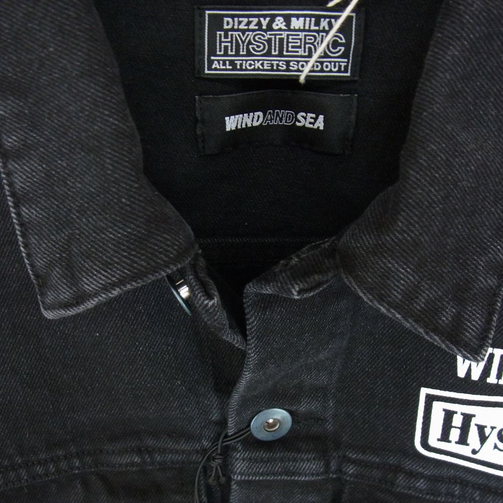 HYSTERIC GLAMOUR ヒステリックグラマー × WIND AND SEA BERET ウィンダンシー WDS-C-HYS-23-AP-Q1-05 バックプリント ブラック デニム ジャケット ブラック系 M【新古品】【未使用】【中古】