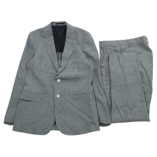 WACKO MARIA ワコマリア チェック テーラード ジャケット パンツ スラックス スーツ セットアップ  ブラック系 オフホワイト系 L【中古】