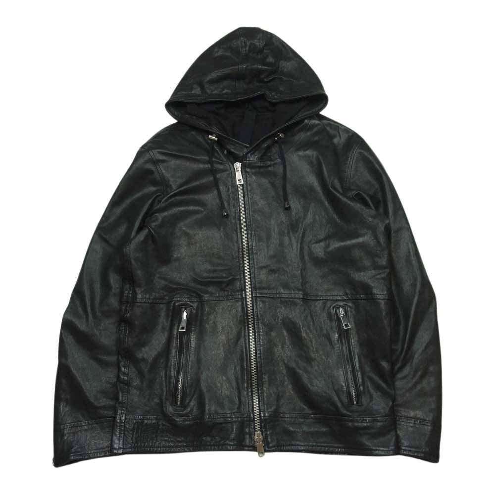 マーシャー MMU19A4003 フード付き シープ レザー ジャケット イタリア製 ブラック系 M 02【中古】
