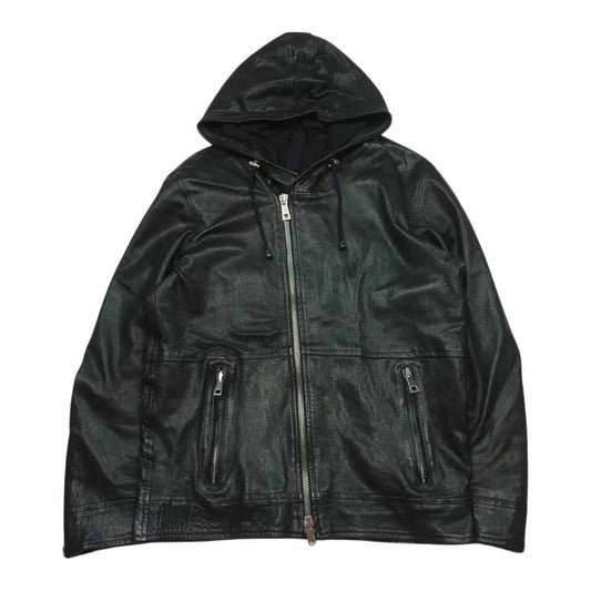 マーシャー MMU19A4003 フード付き シープ レザー ジャケット イタリア製 ブラック系 M 02【中古】