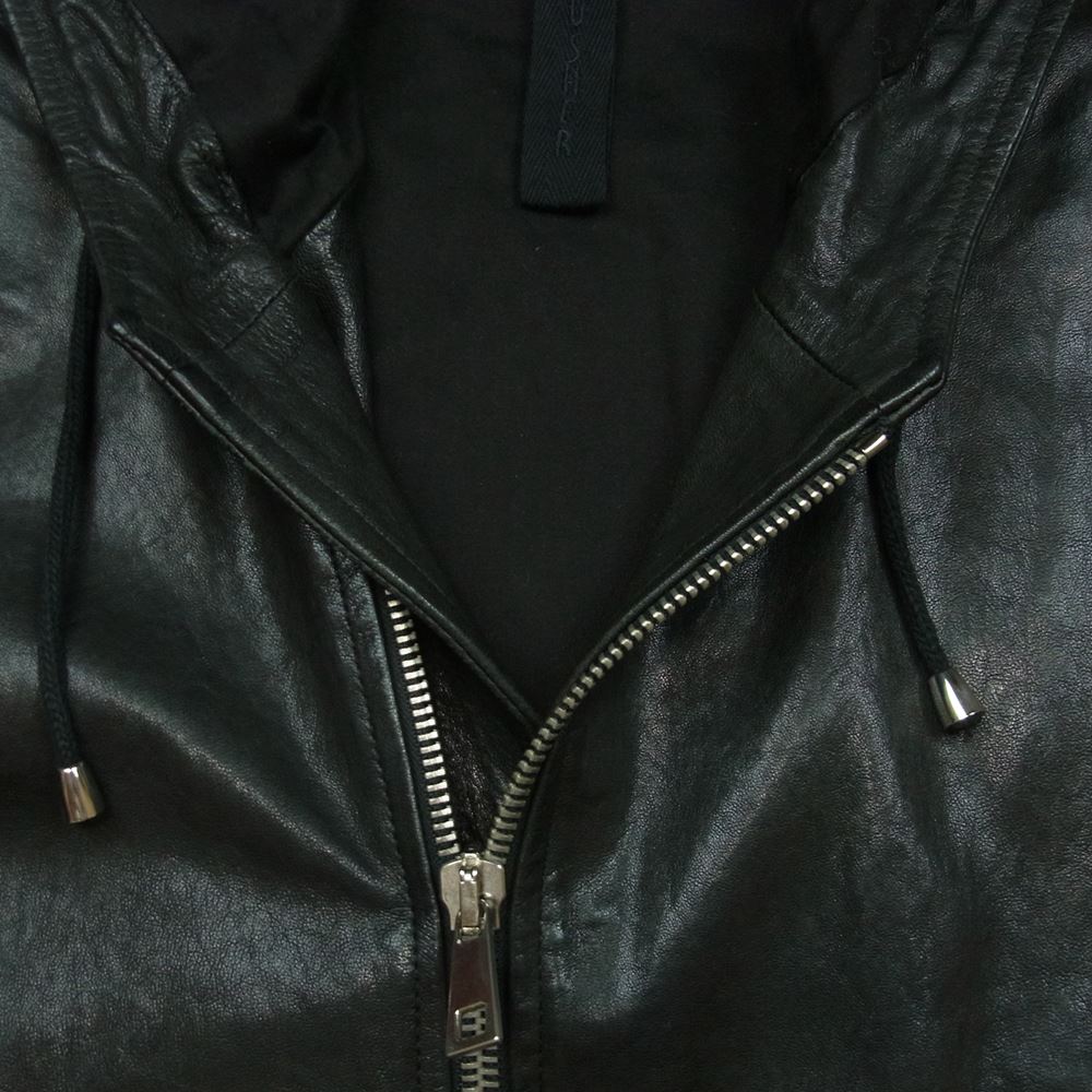 マーシャー MMU19A4003 フード付き シープ レザー ジャケット イタリア製 ブラック系 M 02【中古】