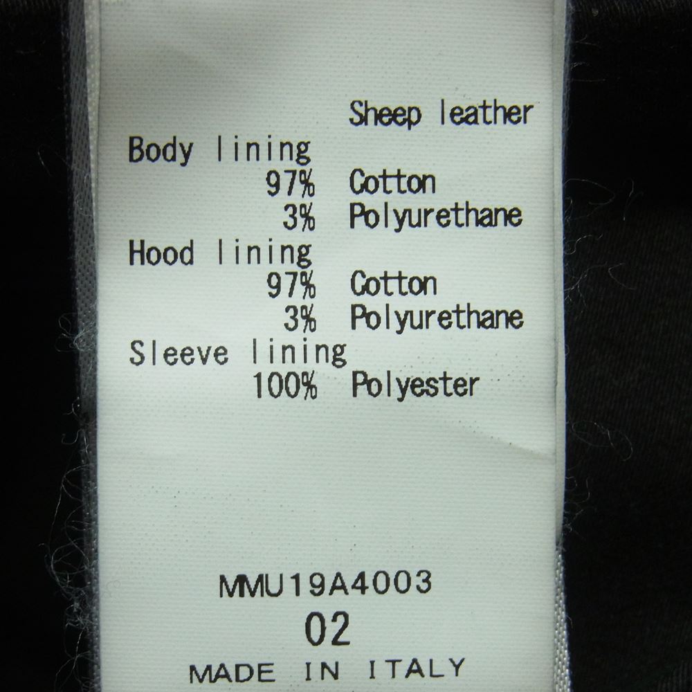 マーシャー MMU19A4003 フード付き シープ レザー ジャケット イタリア製 ブラック系 M 02【中古】