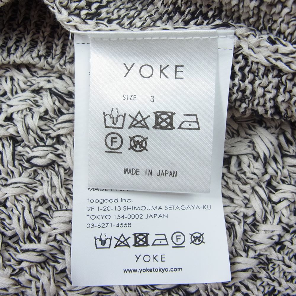 ヨーク 23SS YK23SS0496S MESH CARDIGAN メッシュ ニット カーディガン ブラック系 オフホワイト系 3【極上美品】【中古】