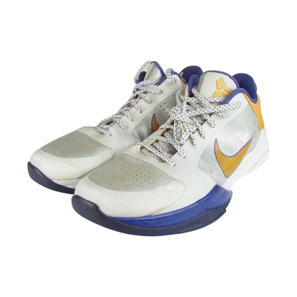 NIKE ナイキ 386429-102  ZOOM KOBE V ズームコービー 5 レイカーズ ハイカットスニーカー バスケットシューズ バッシュ パープル系 イエロー系 30.5【中古】