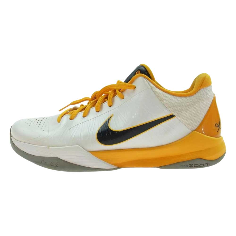 NIKE ナイキ 386429-104  ZOOM KOBE V ズームコービー 5 ハイカットスニーカー バスケットシューズ バッシュ ホワイト系 イエロー系 29.5cm【中古】