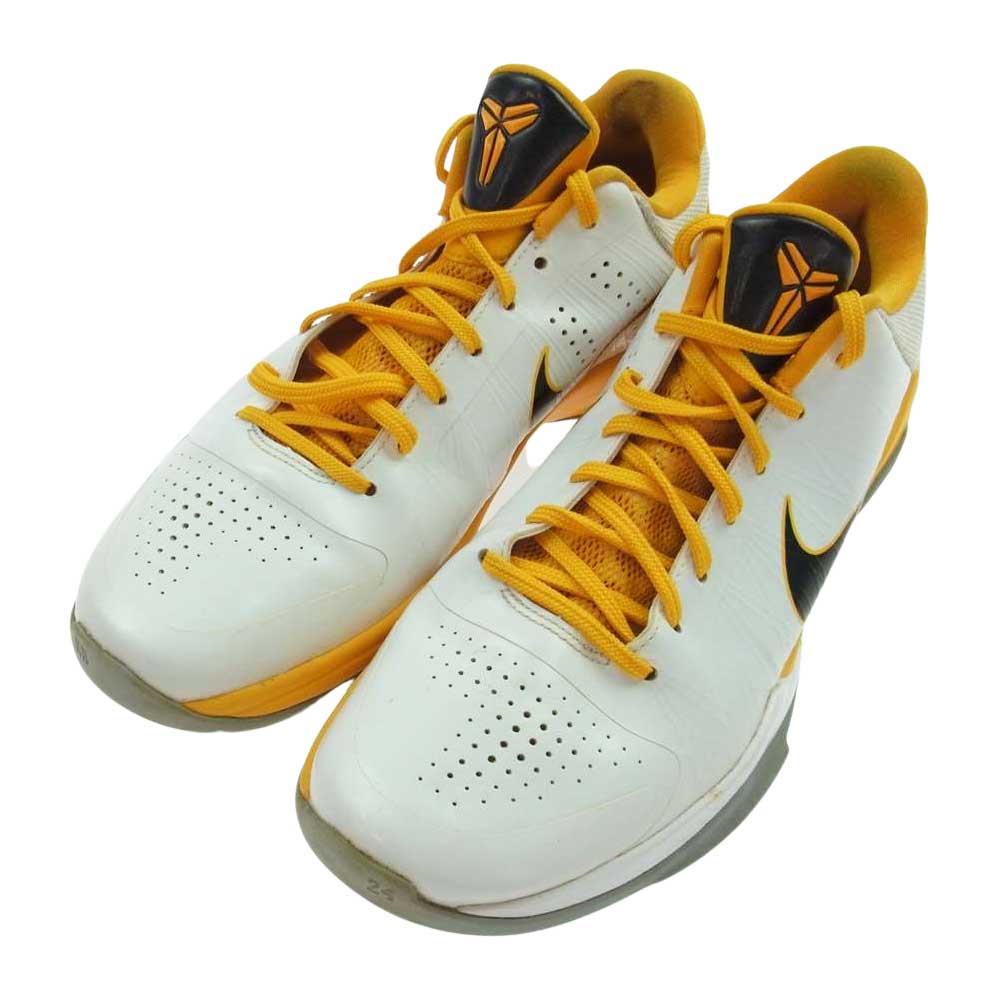 NIKE ナイキ 386429-104  ZOOM KOBE V ズームコービー 5 ハイカットスニーカー バスケットシューズ バッシュ ホワイト系 イエロー系 29.5cm【中古】