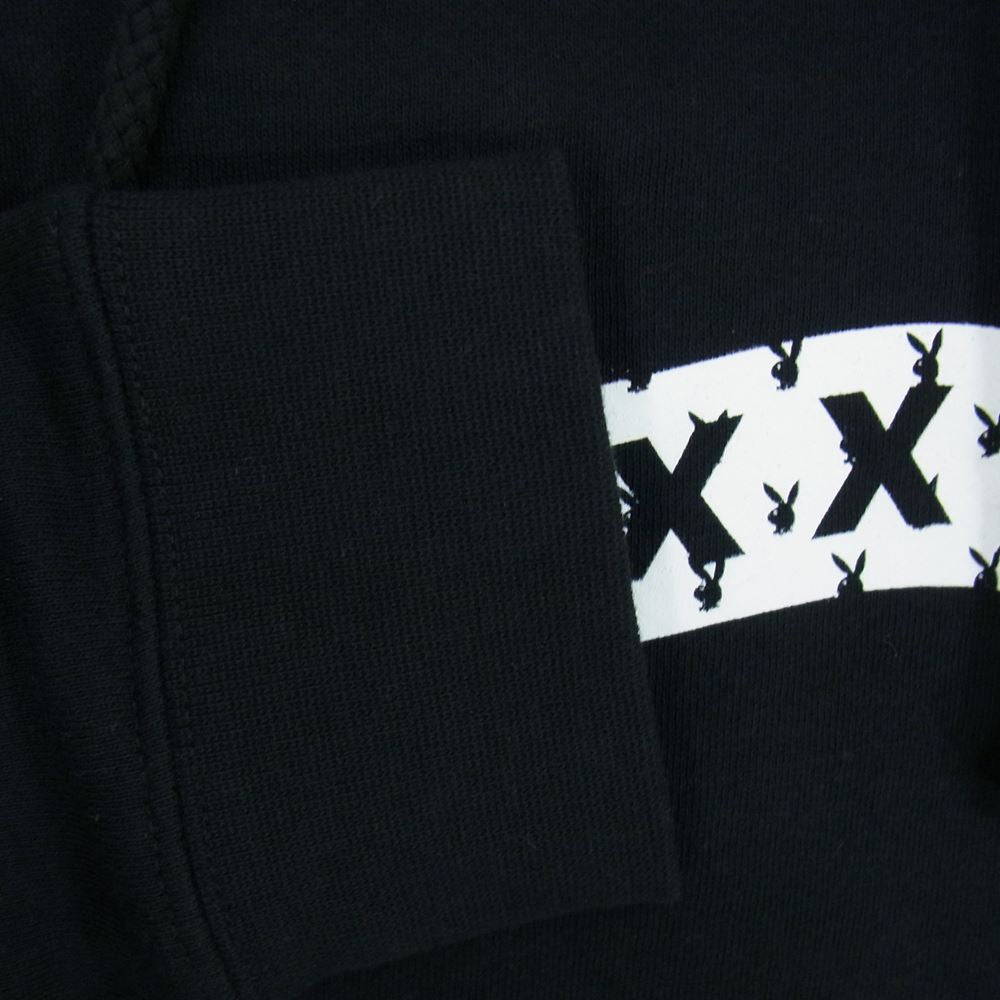 GOD SELECTION XXX ゴッドセレクション PLAYBOY プレイボーイ 20AW  バックプリント フーディ パーカー ブラック系 S【極上美品】【中古】