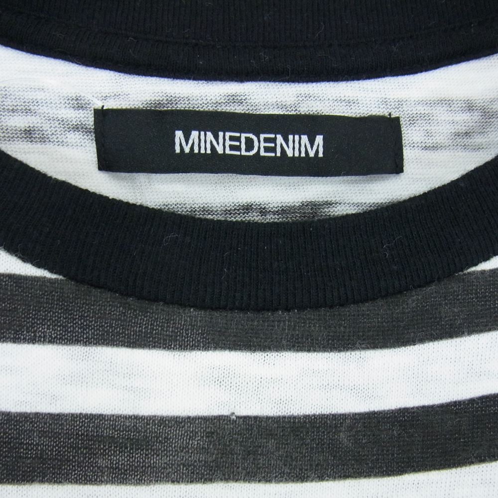 MINEDENIM マインデニム 22SS 2206-6001-07-M2 Hazy Border 掠れ ボーダー 半袖Tシャツ ブラック系 M【中古】