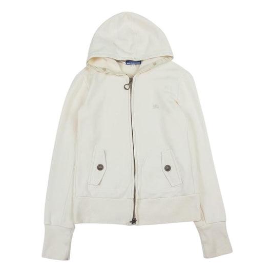 BURBERRY BLUE LABEL バーバリーブルーレーベル FAF34-684-02 ジップアップ スウェット パーカー オフホワイト系 38【中古】