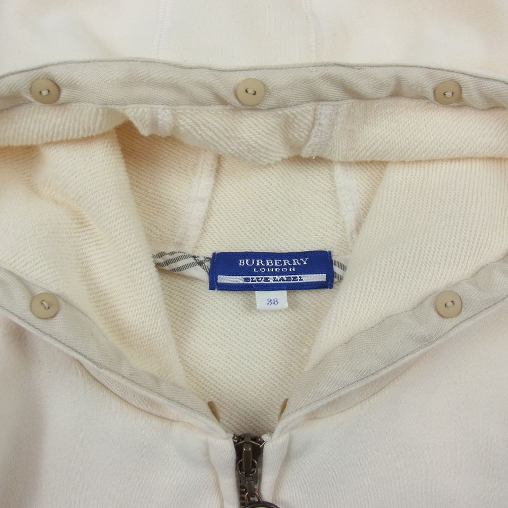 BURBERRY BLUE LABEL バーバリーブルーレーベル FAF34-684-02 ジップアップ スウェット パーカー オフホワイト系 38【中古】