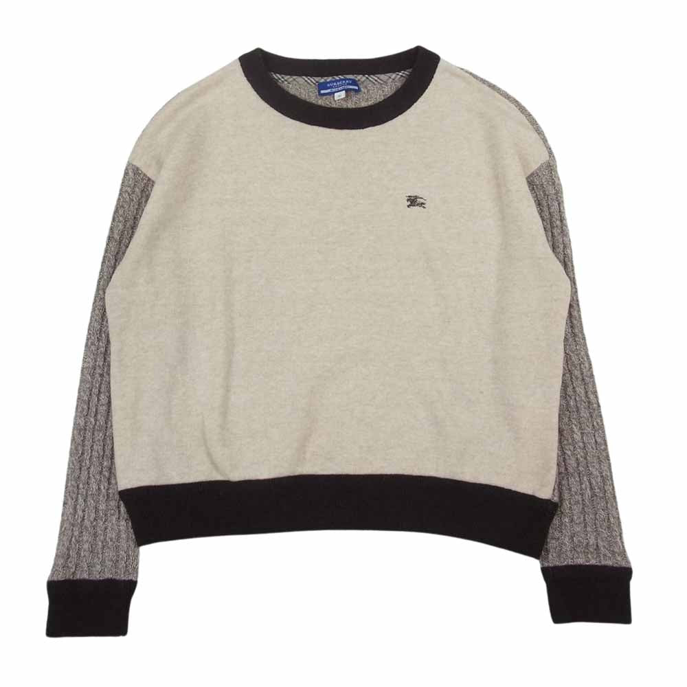 BURBERRY BLUE LABEL バーバリーブルーレーベル E1N26-628-03 シルク アルパカ混 切替し ウール ニット ベージュ系 38【中古】