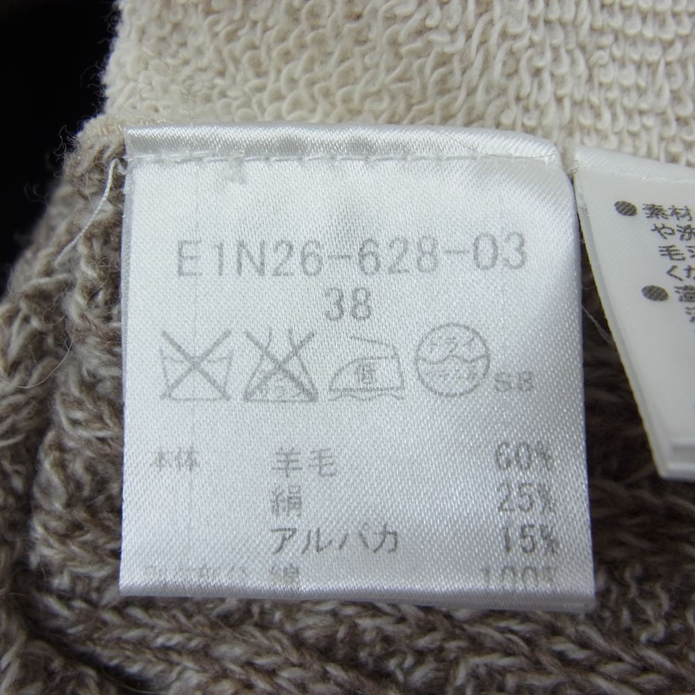 BURBERRY BLUE LABEL バーバリーブルーレーベル E1N26-628-03 シルク アルパカ混 切替し ウール ニット ベージュ系 38【中古】