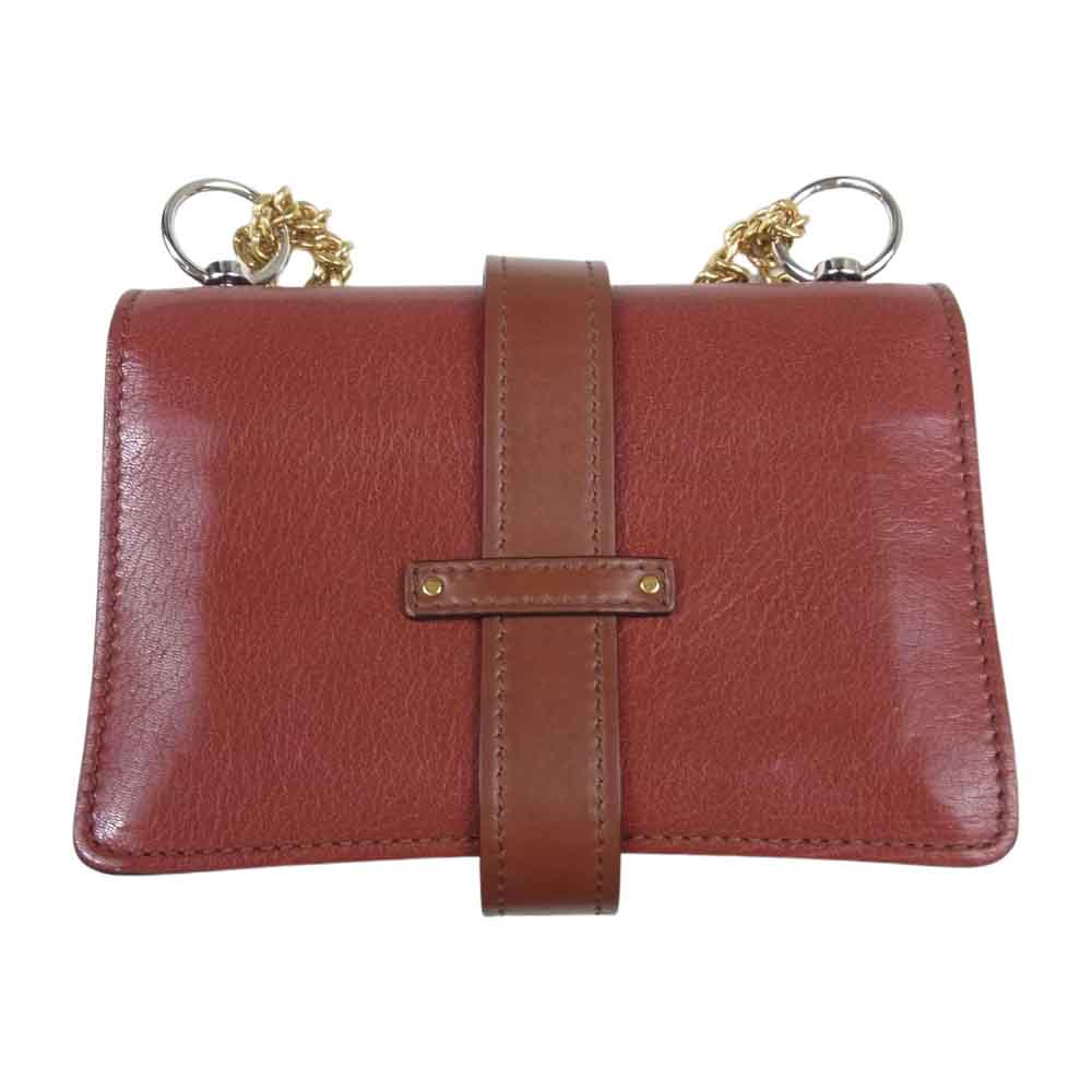 Chloe クロエ 01205765-9 Aby Leather Crossbody Bag アビー チェーン ショルダー バッグ ブラウン系【中古】