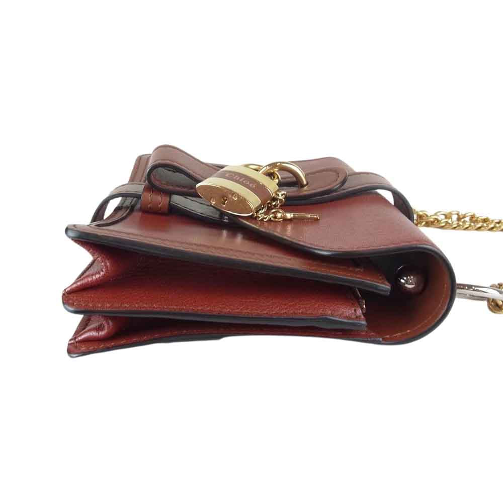 Chloe クロエ 01205765-9 Aby Leather Crossbody Bag アビー チェーン ショルダー バッグ ブラウン系【中古】