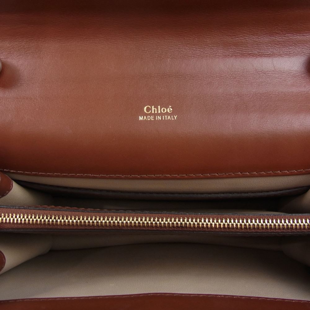 Chloe クロエ 01205765-9 Aby Leather Crossbody Bag アビー チェーン ショルダー バッグ ブラウン系【中古】