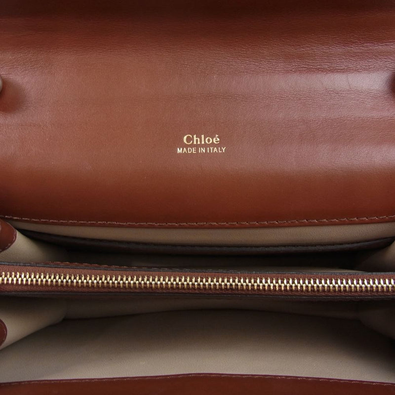 Chloe クロエ 01205765-9 Aby Leather Crossbody Bag アビー チェーン ショルダー バッグ ブラウン系【中古】