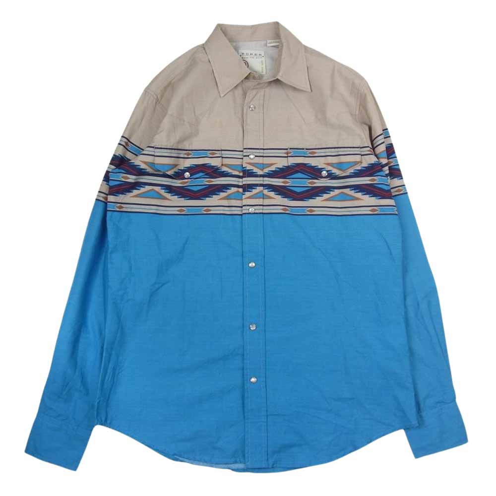 ローパー 長袖 ネイティブ柄 ウエスタン シャツ ベージュ系 ブルー系 S【中古】