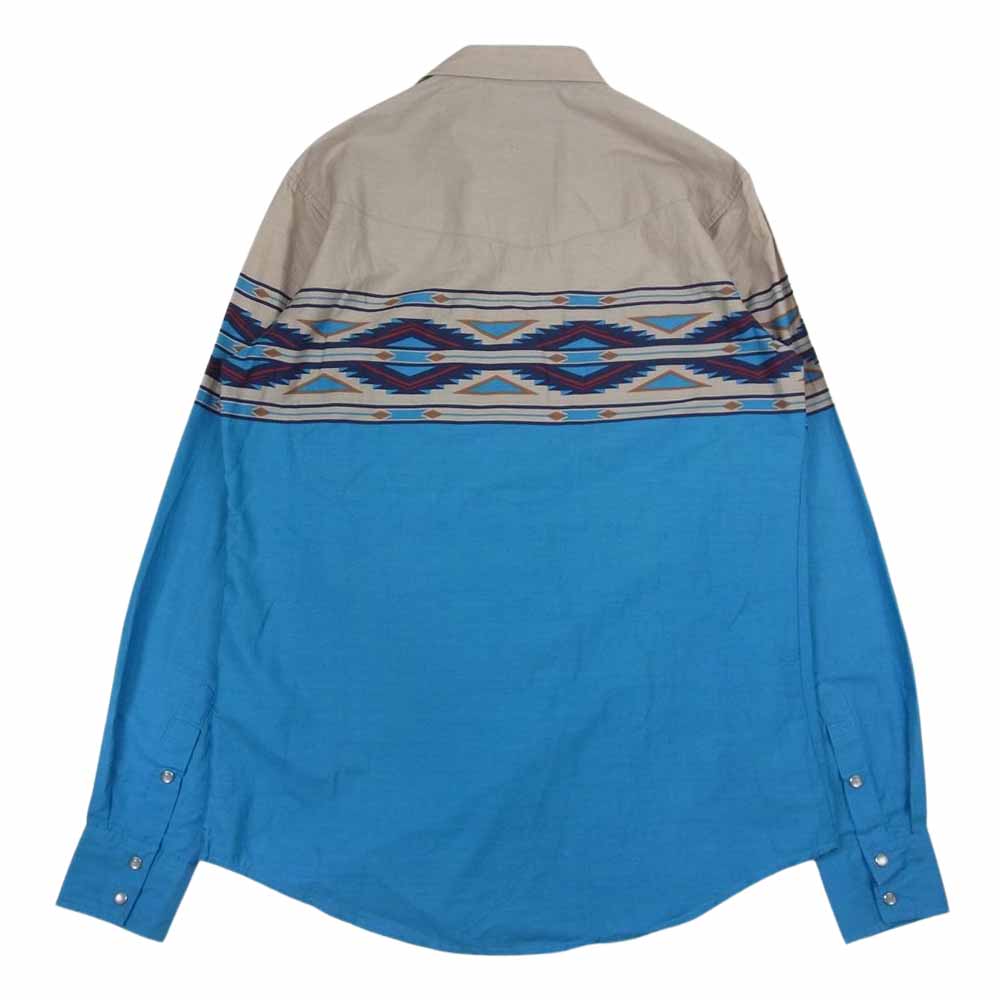 ローパー 長袖 ネイティブ柄 ウエスタン シャツ ベージュ系 ブルー系 S【中古】