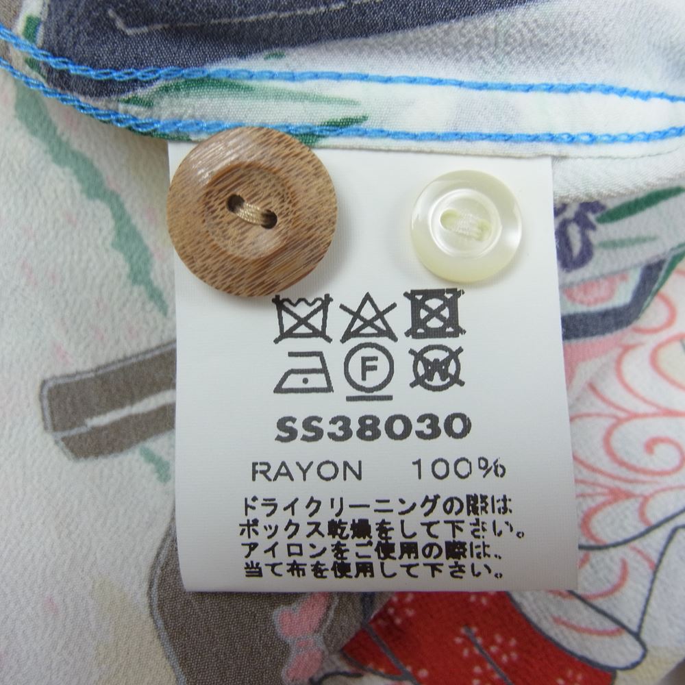 SUN SURF サンサーフ SS38030 HAWAIIAN SHIRT OLD JAPANESE SCENERY ハワイアン アロハ シャツ 和柄 ブルー系 ホワイト系 M【中古】
