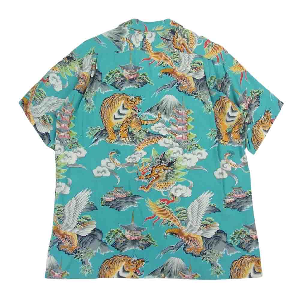 SUN SURF サンサーフ SS37577 SPECIAL EDITION スペシャルエディション TAILOR SHOP EAGLE TIGER DRAGON ハワイアン アロハ シャツ グリーン系 M【中古】