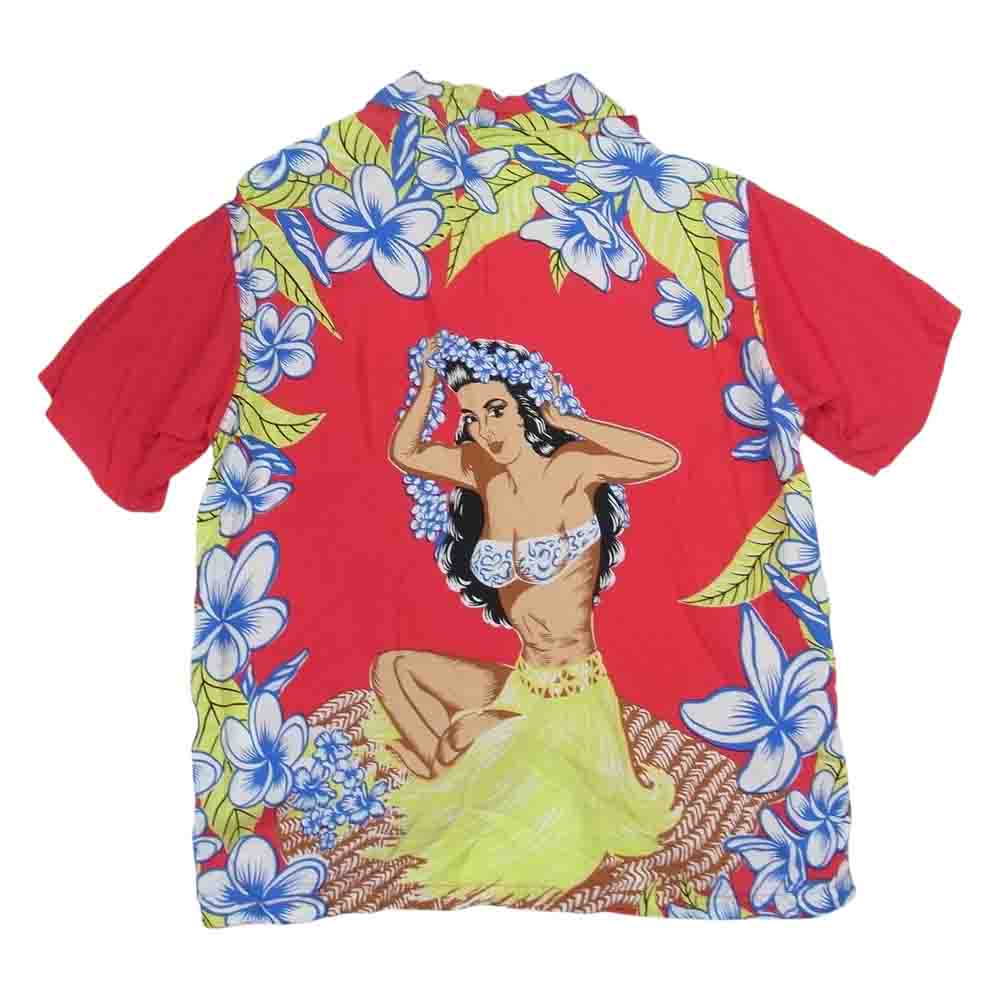 SUN SURF サンサーフ SS38423  SPECIAL EDITION スペシャルエディション ARTVOGUE HULA GIRL フラガール レーヨン ハワイアン アロハ シャツ レッド系 M【中古】
