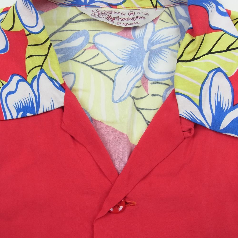 SUN SURF サンサーフ SS38423  SPECIAL EDITION スペシャルエディション ARTVOGUE HULA GIRL フラガール レーヨン ハワイアン アロハ シャツ レッド系 M【中古】