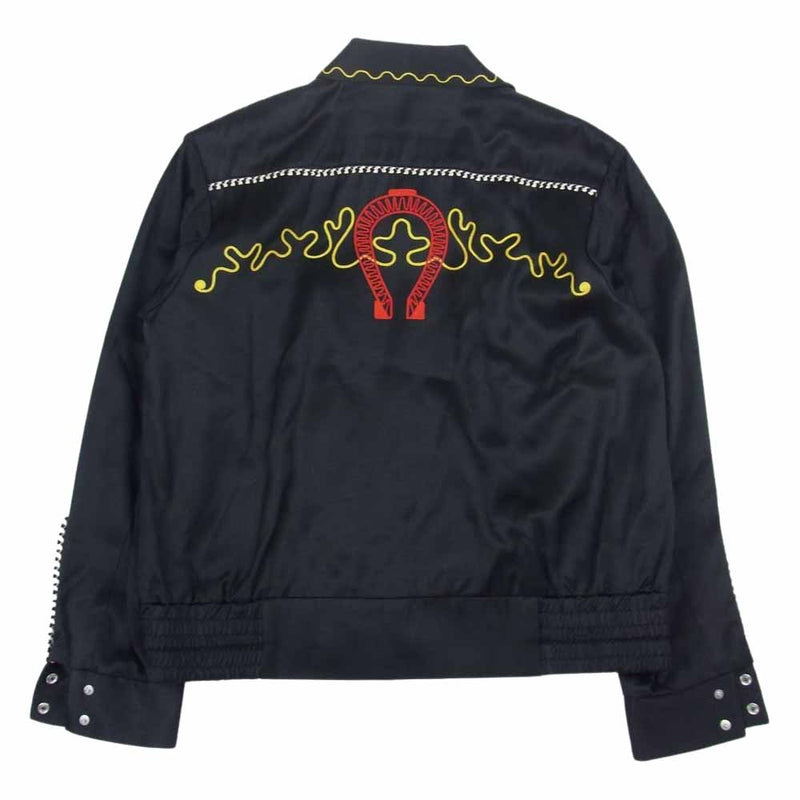 Dry Bones ドライボーンズ Horseshoe Western Style Satin Jacket　ホースシュー刺繍 ウェスタン ジャケット ブラック系 M【中古】