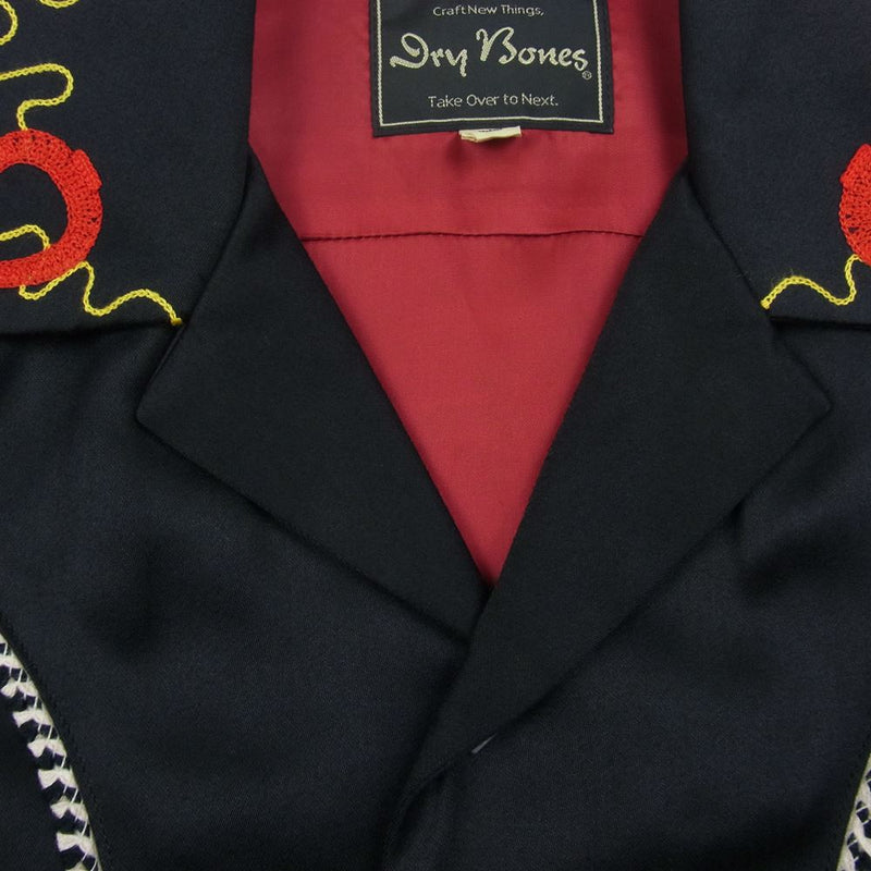 Dry Bones ドライボーンズ Horseshoe Western Style Satin Jacket　ホースシュー刺繍 ウェスタン ジャケット ブラック系 M【中古】