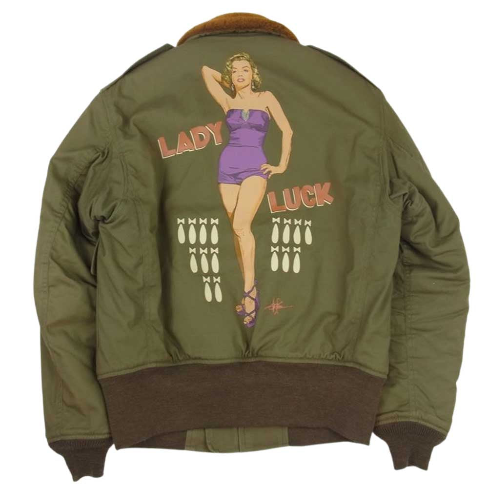 TOY'S McCOY トイズマッコイ B-10 MARILYN MONROE  LADY LUCK カスタム マリリンモンロー レディラック フライトジャケット カーキ系 38【中古】